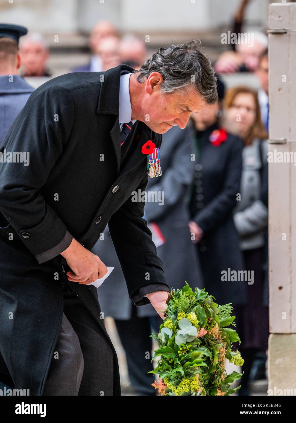 London, UK. 11th Nov, 2022. Vice Admiral Sir Timothy Laurence lays his wreath - Remembrance day service at the Cenotaph organised by the Western Front Association. Credit: Guy Bell/Alamy Live News Stock Photo