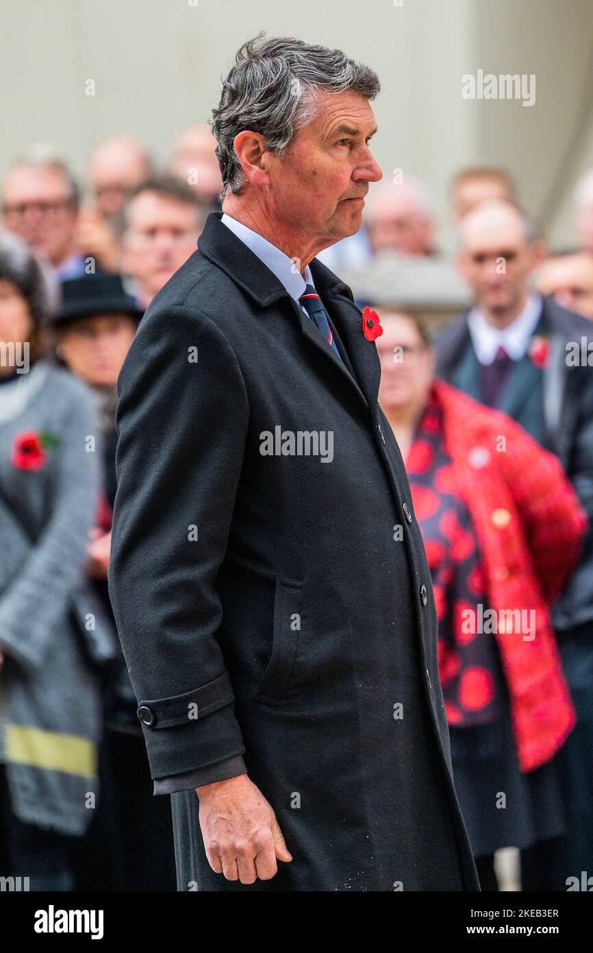 London, UK. 11th Nov, 2022. Vice Admiral Sir Timothy Laurence lays his wreath - Remembrance day service at the Cenotaph organised by the Western Front Association. Credit: Guy Bell/Alamy Live News Stock Photo