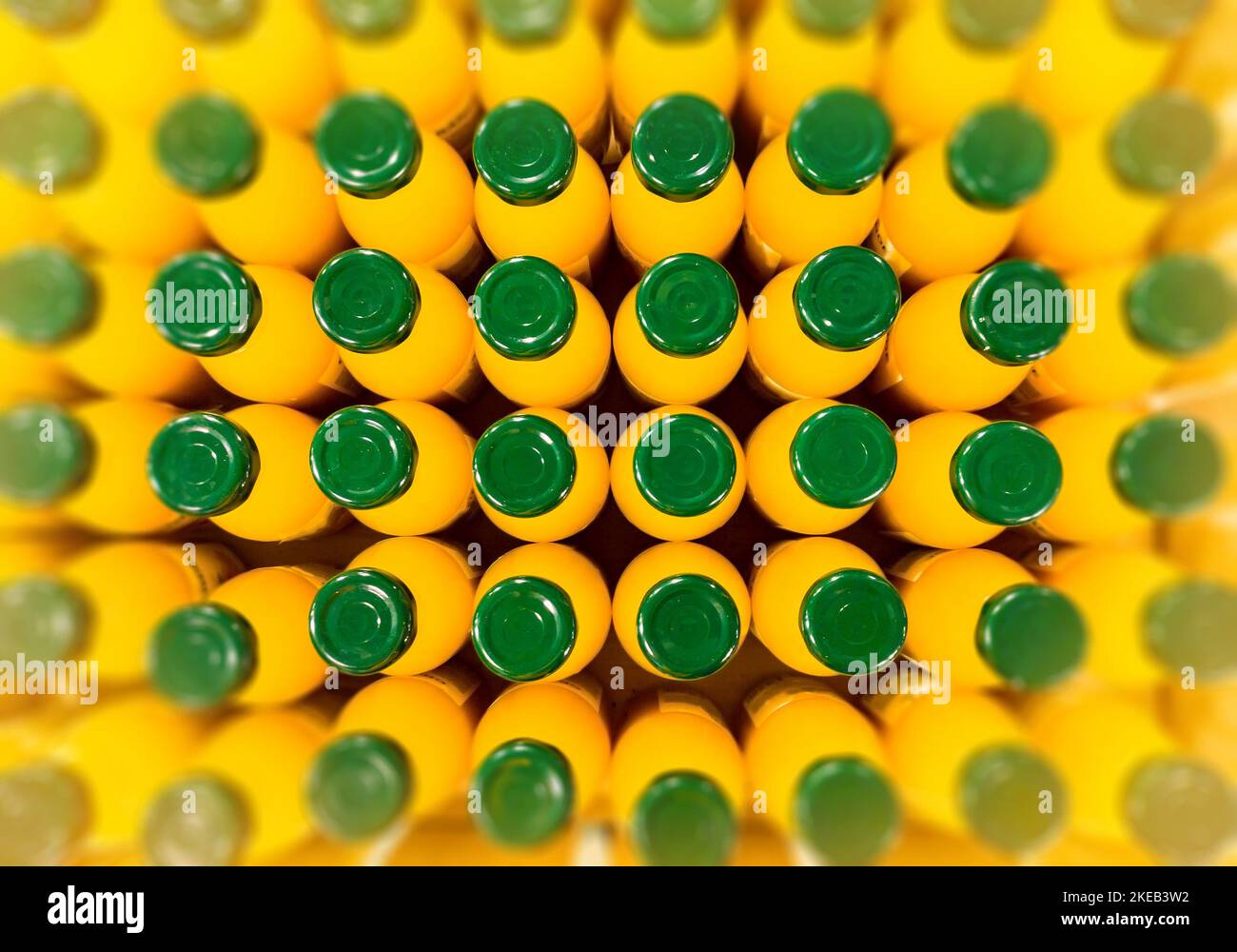 Fresh fruit juice in small glass bottles. Organic orange juice. A