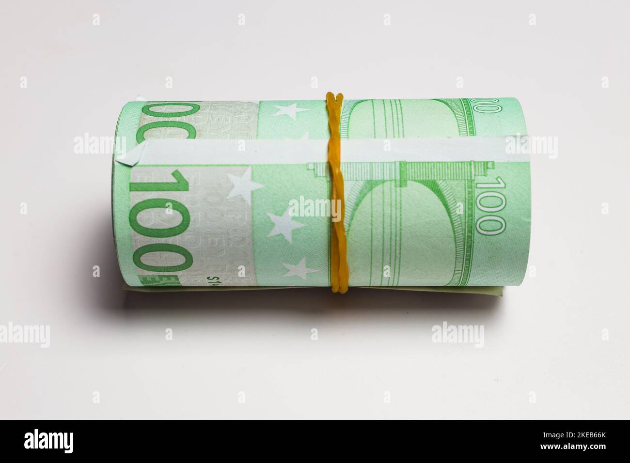 close up view of pack of euro banknotes over white background Stock ...