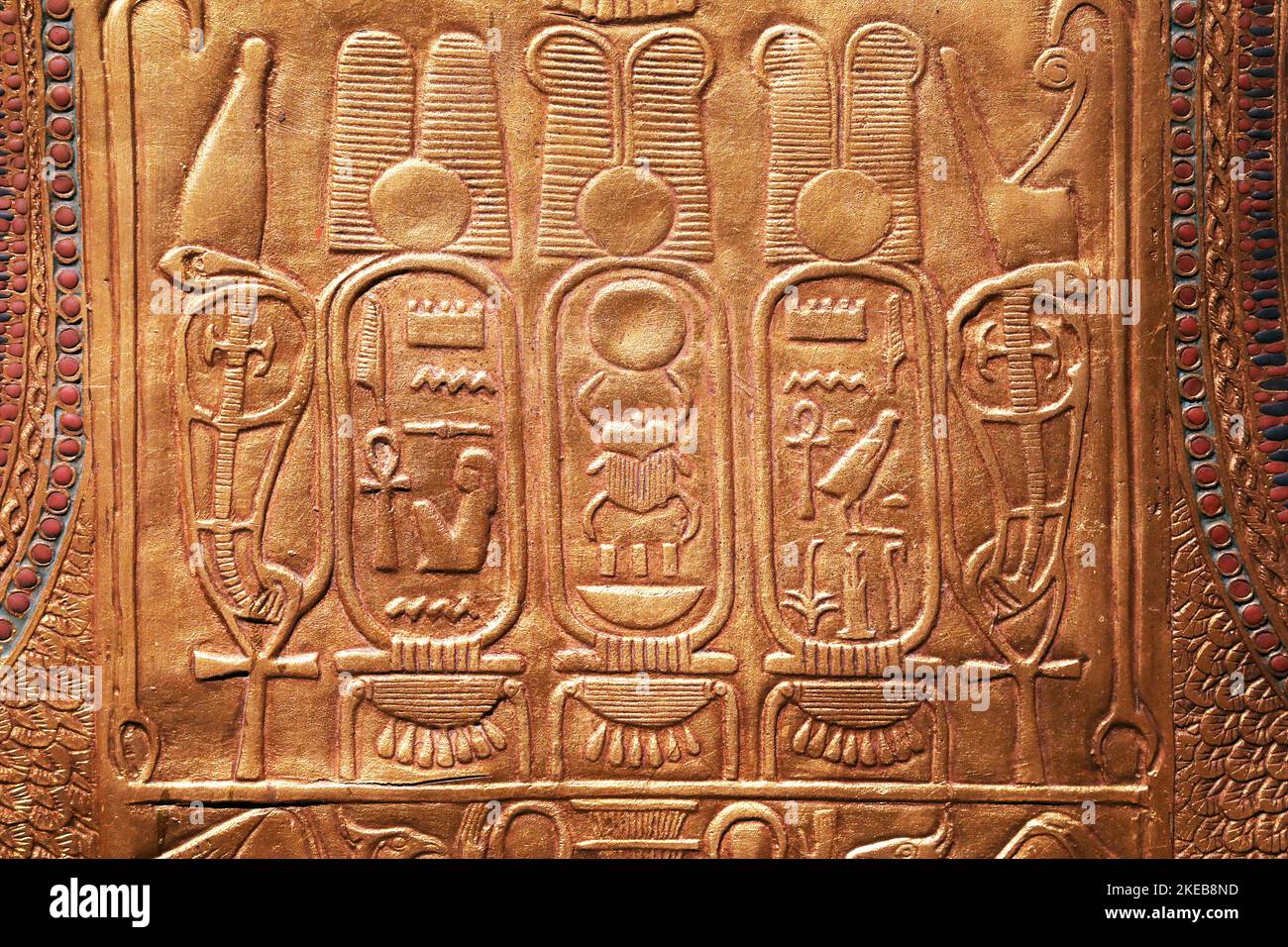 Golden bas-relief from Tutankhamun's tomb Stock Photo