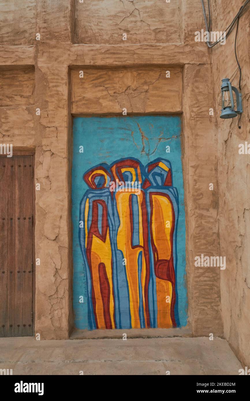 Old Mural or Wall Painting at Al Seef Dubai, UAE Stock Photo Alamy
