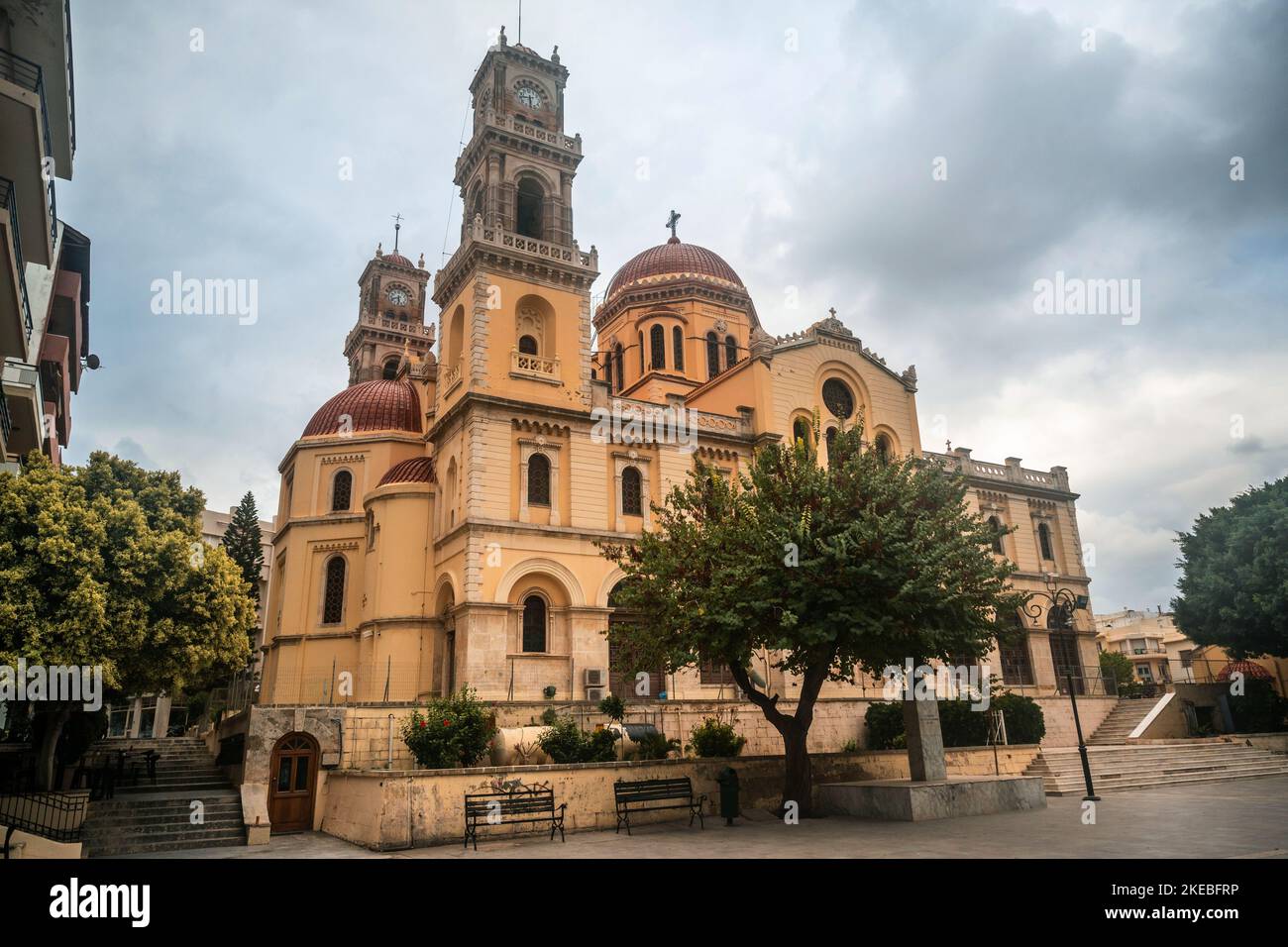 Greek orthodox church of Agios Minas, Archbishop's cathedrale in Heraklion, Crete, Greek. Stock Photo