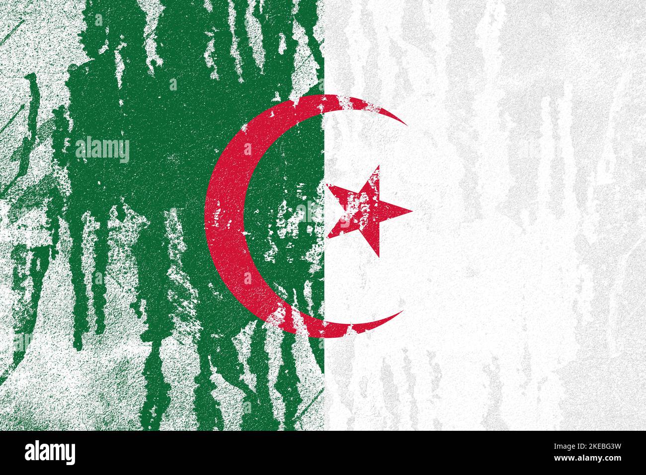 Algeria flag painted on old distressed concrete wall background Stock ...