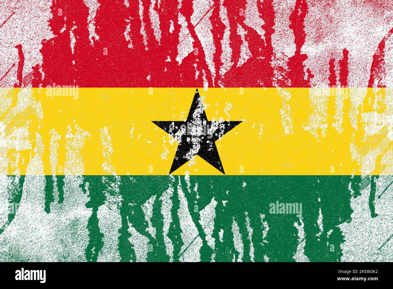 Ghana flag painted on old distressed concrete wall background Stock Photo