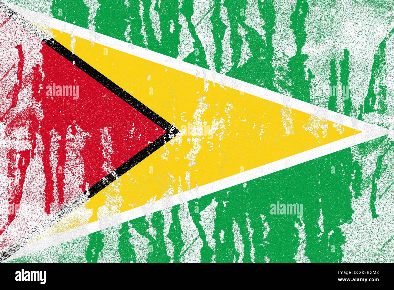 Guyana flag painted on old distressed concrete wall background Stock ...