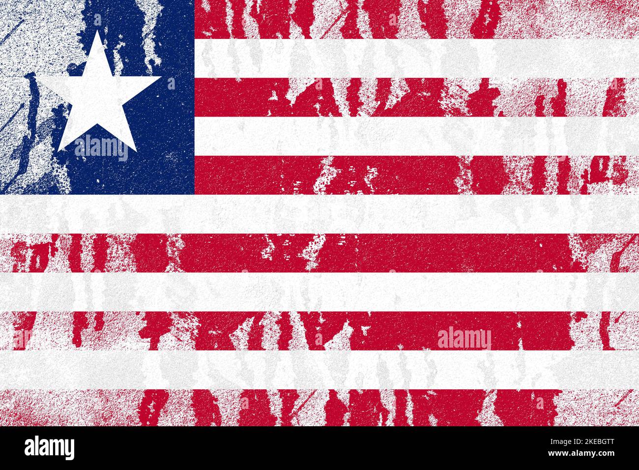 Liberia flag painted on old distressed concrete wall background Stock ...