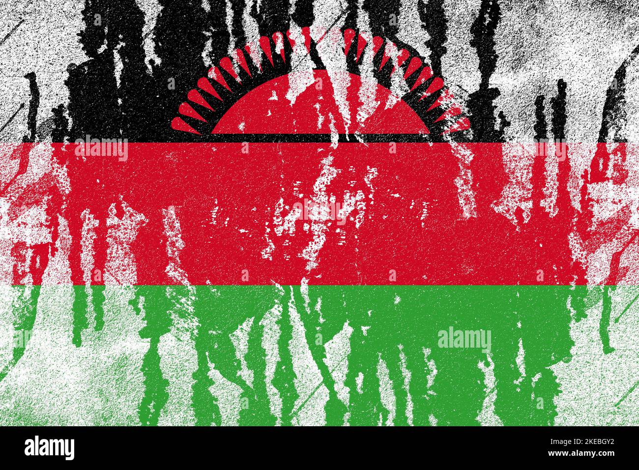 Malawi flag painted on old distressed concrete wall background Stock ...