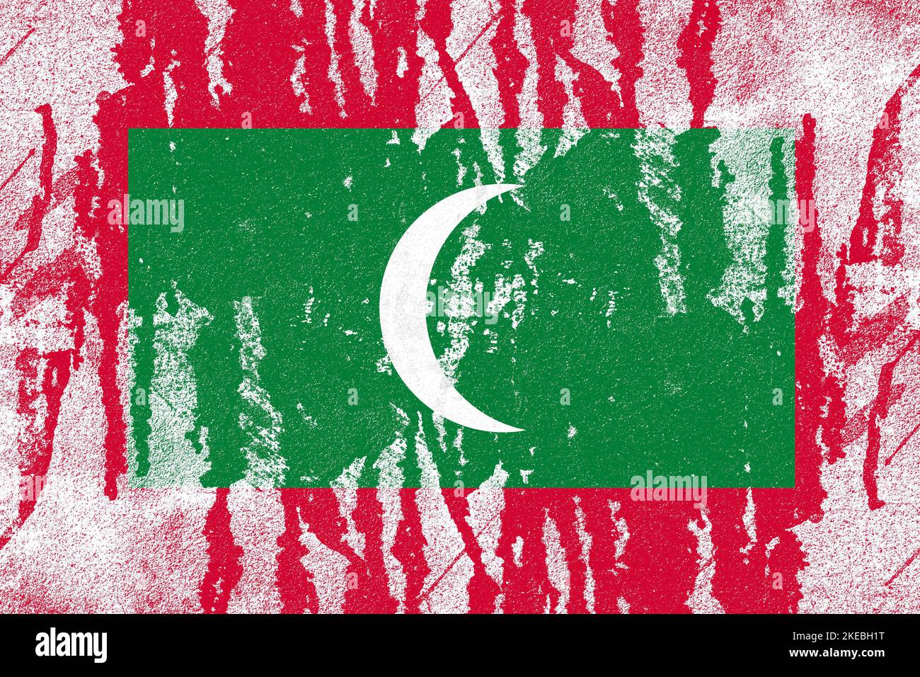 Maldives flag painted on old distressed concrete wall background Stock ...