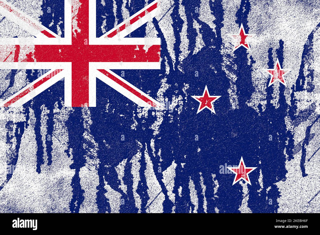 New zealand flag painted on old distressed concrete wall background Stock Photo