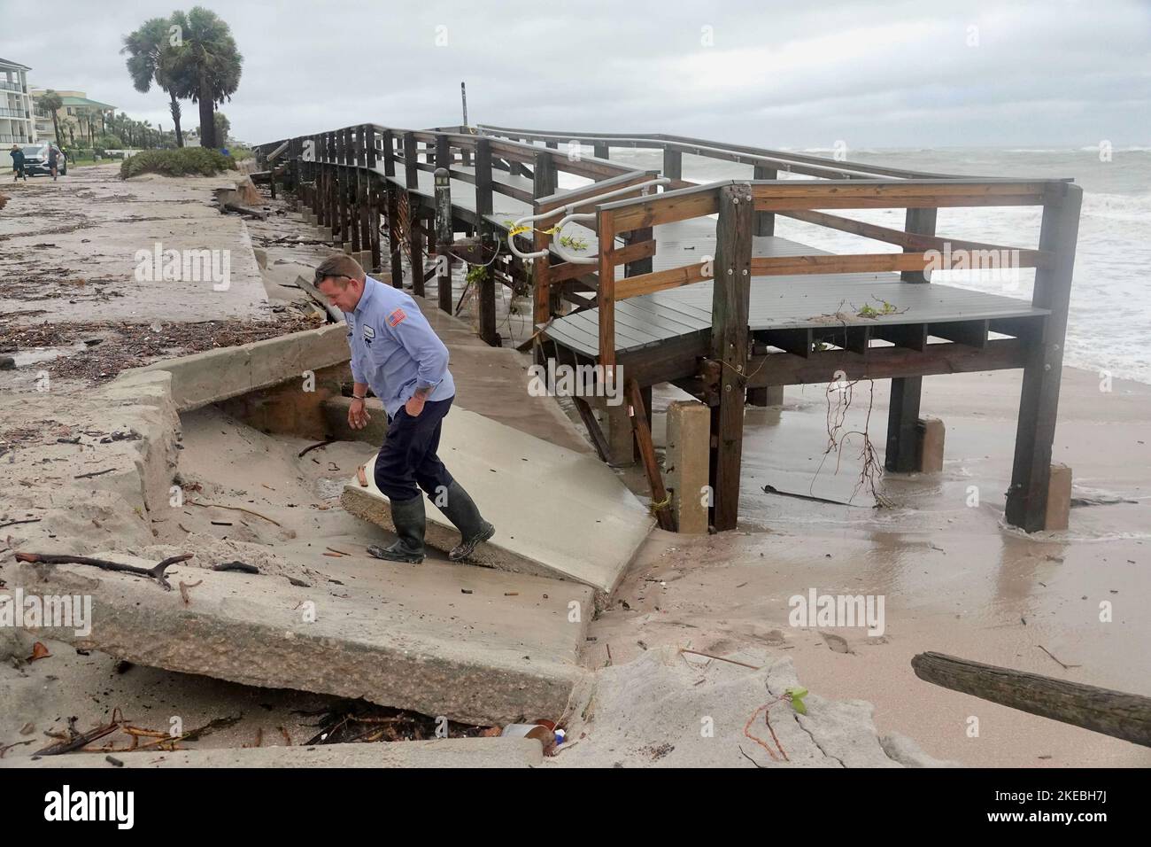 Damage left behind by Tropical Storm Nicole on the Vero Beach Boardwalk