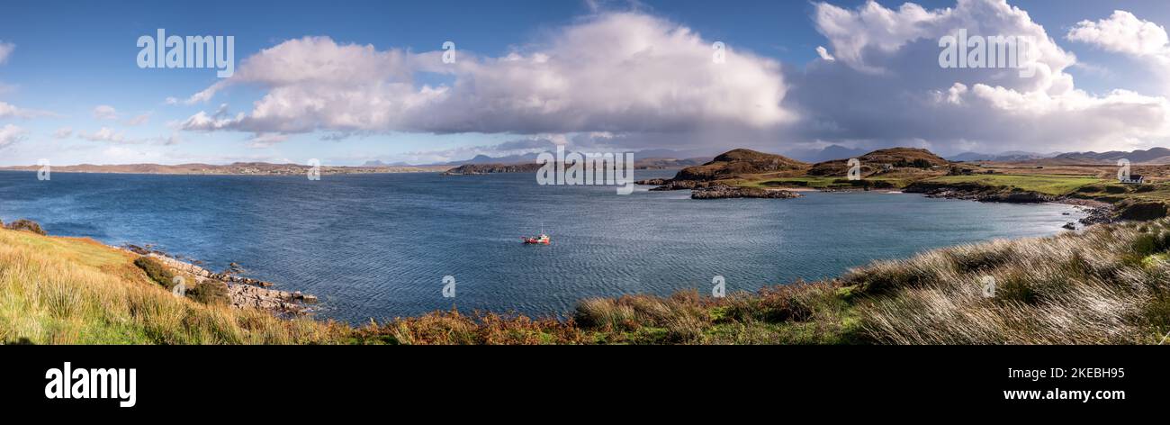 Panoramic view over Loch Ewe on the Atlantic northwest coast of Scotland Stock Photo
