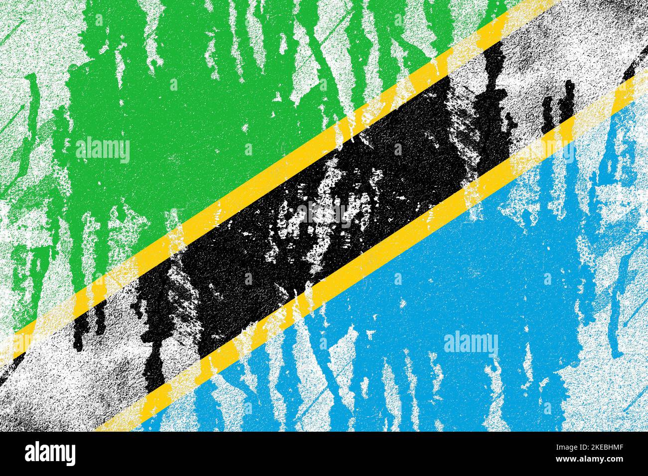 Tanzania flag painted on old distressed concrete wall background Stock ...