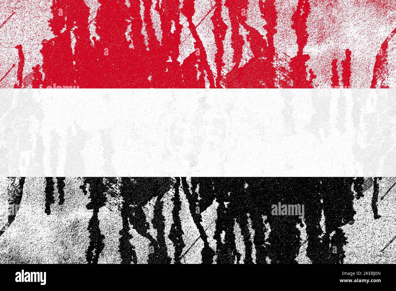 Yemen flag painted on old distressed concrete wall background Stock ...
