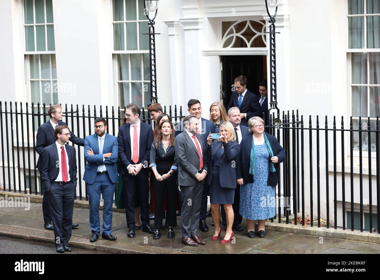 Liz Truss' cabinet at 10 Downing Street before leaving for the last time. Stock Photo