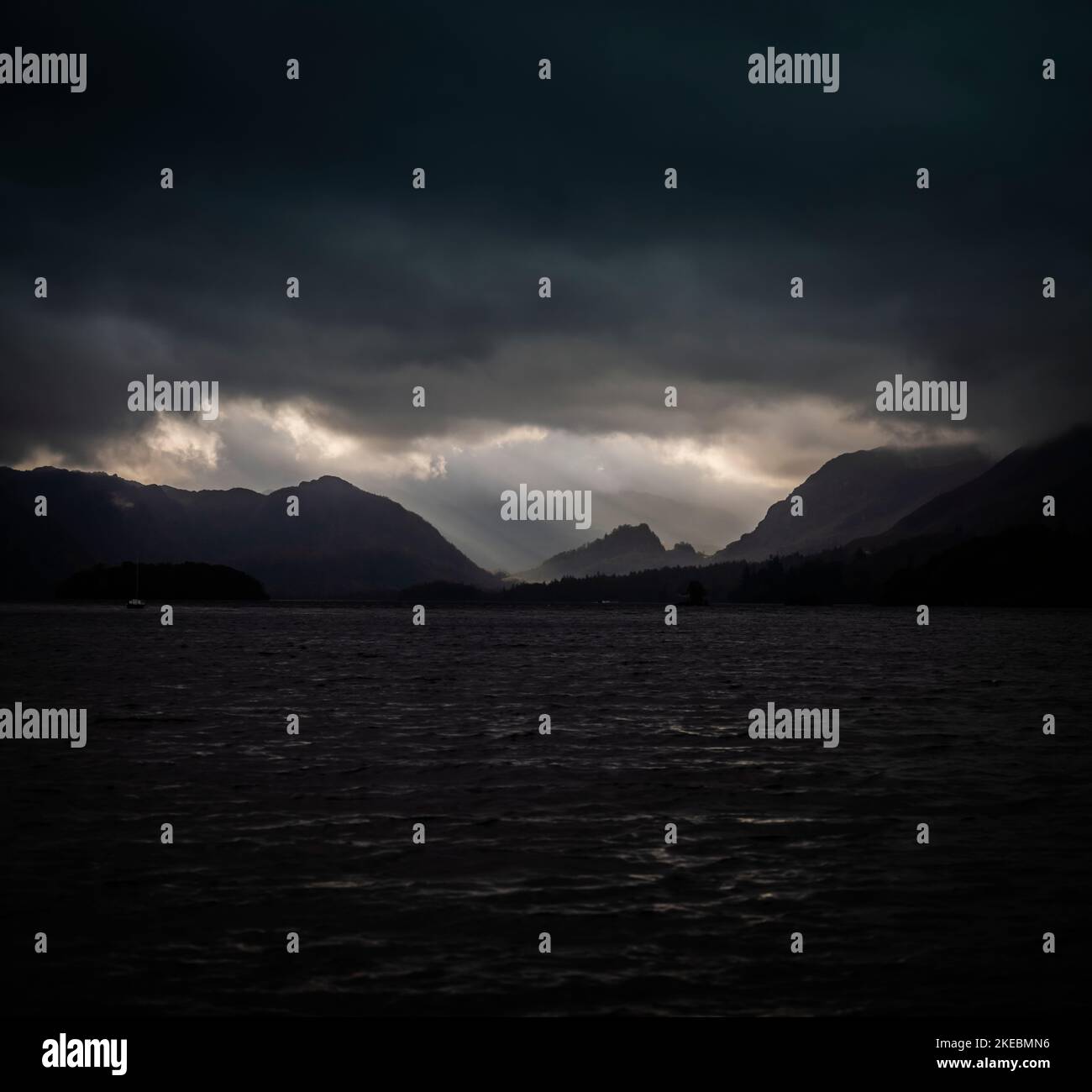 Stormy weather on Derwentwater, English Lake District. Stock Photo