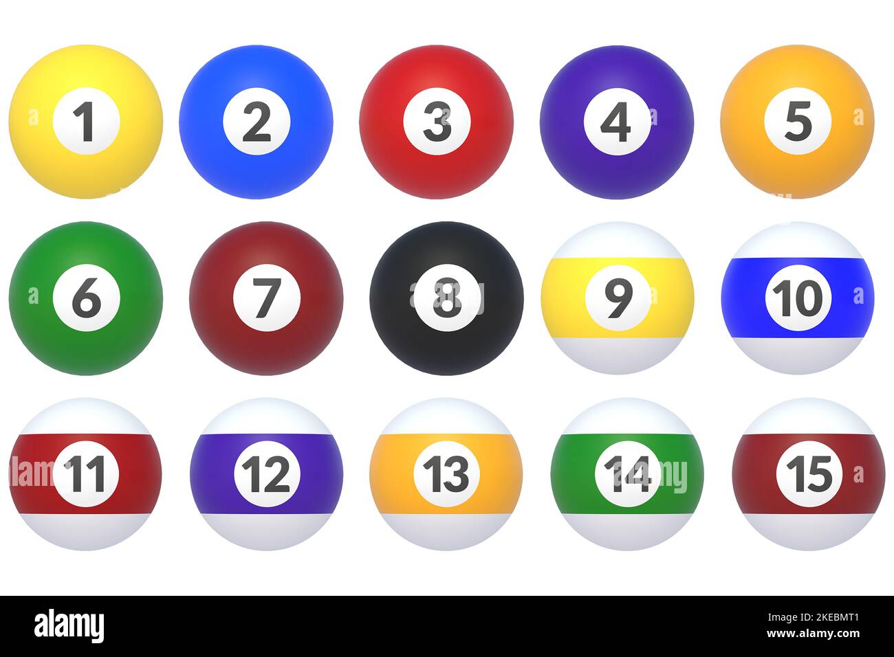 Set of billiard balls isolated on white background. 3d render Stock Photo Alamy