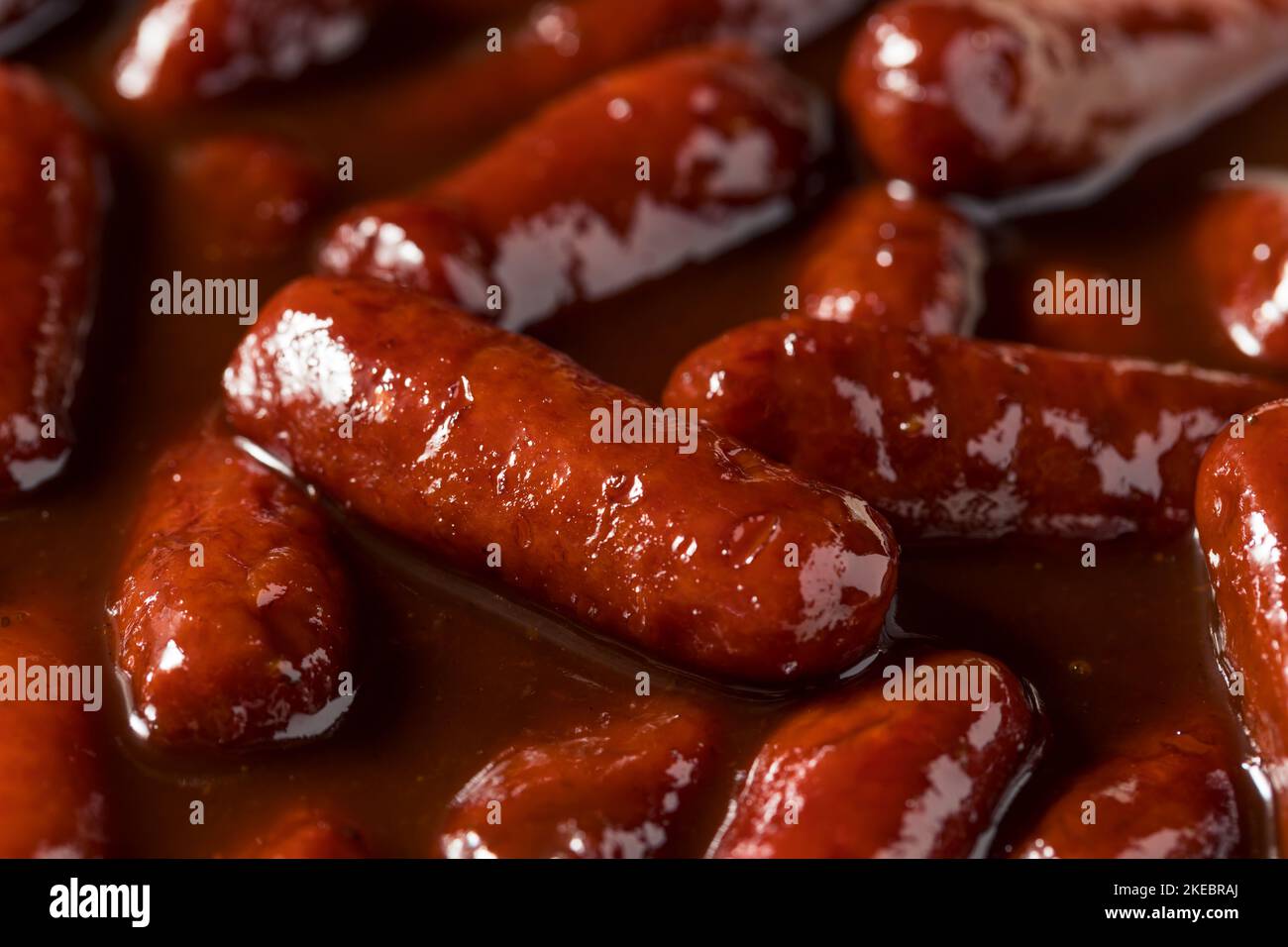 Homemade BBQ Cocktail Weiners in Sauce as an Appetizer Stock Photo