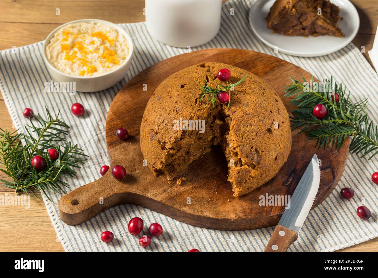 Homemade Christmas Figgy Pudding for the Holidays Stock Photo Alamy