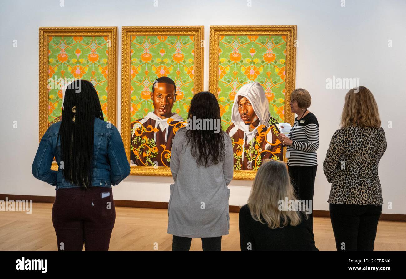 Docent leading a talk at the New Britain Museum of Art in New Britain