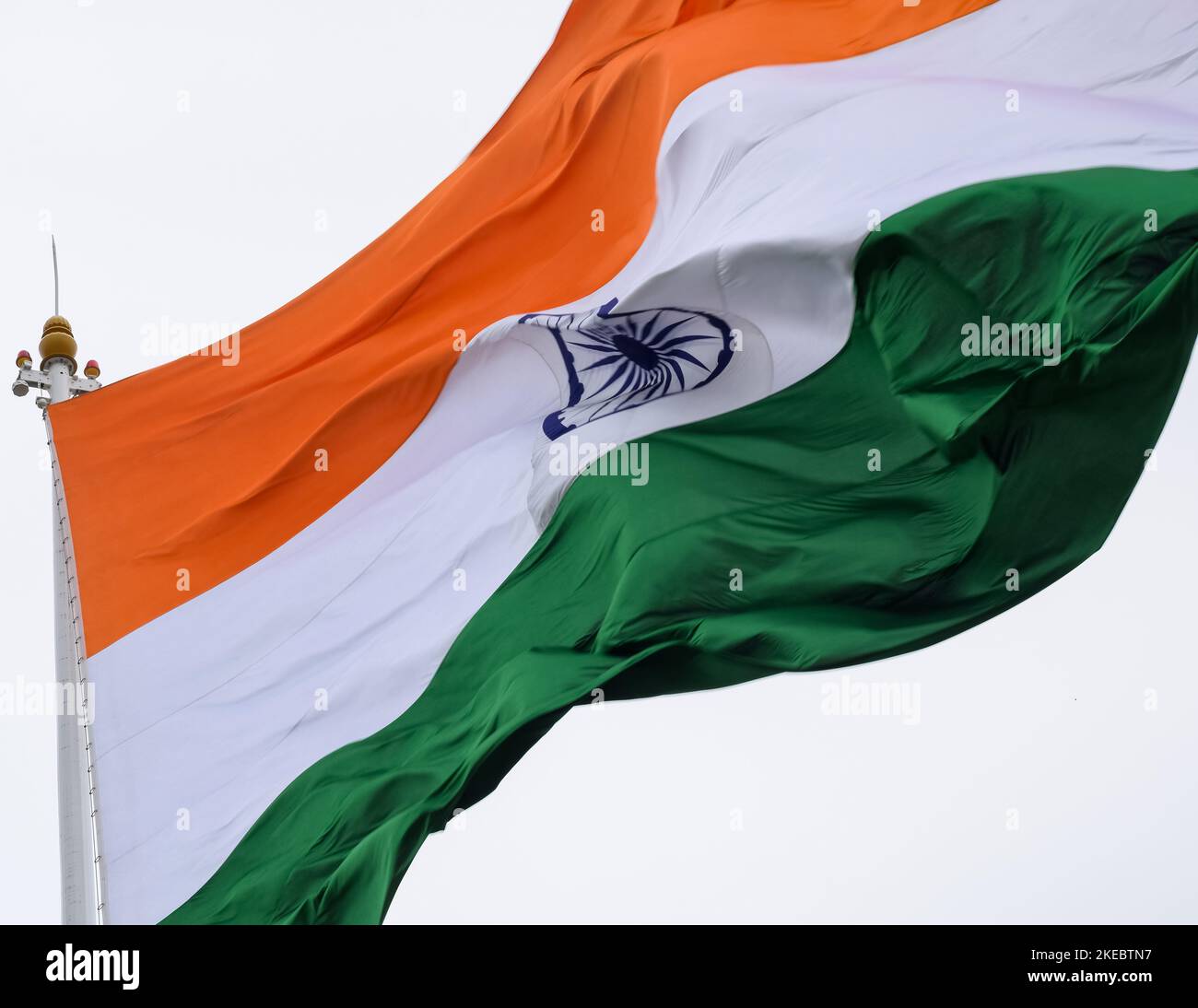 India flag flying high at Connaught Place with pride in blue sky, India ...