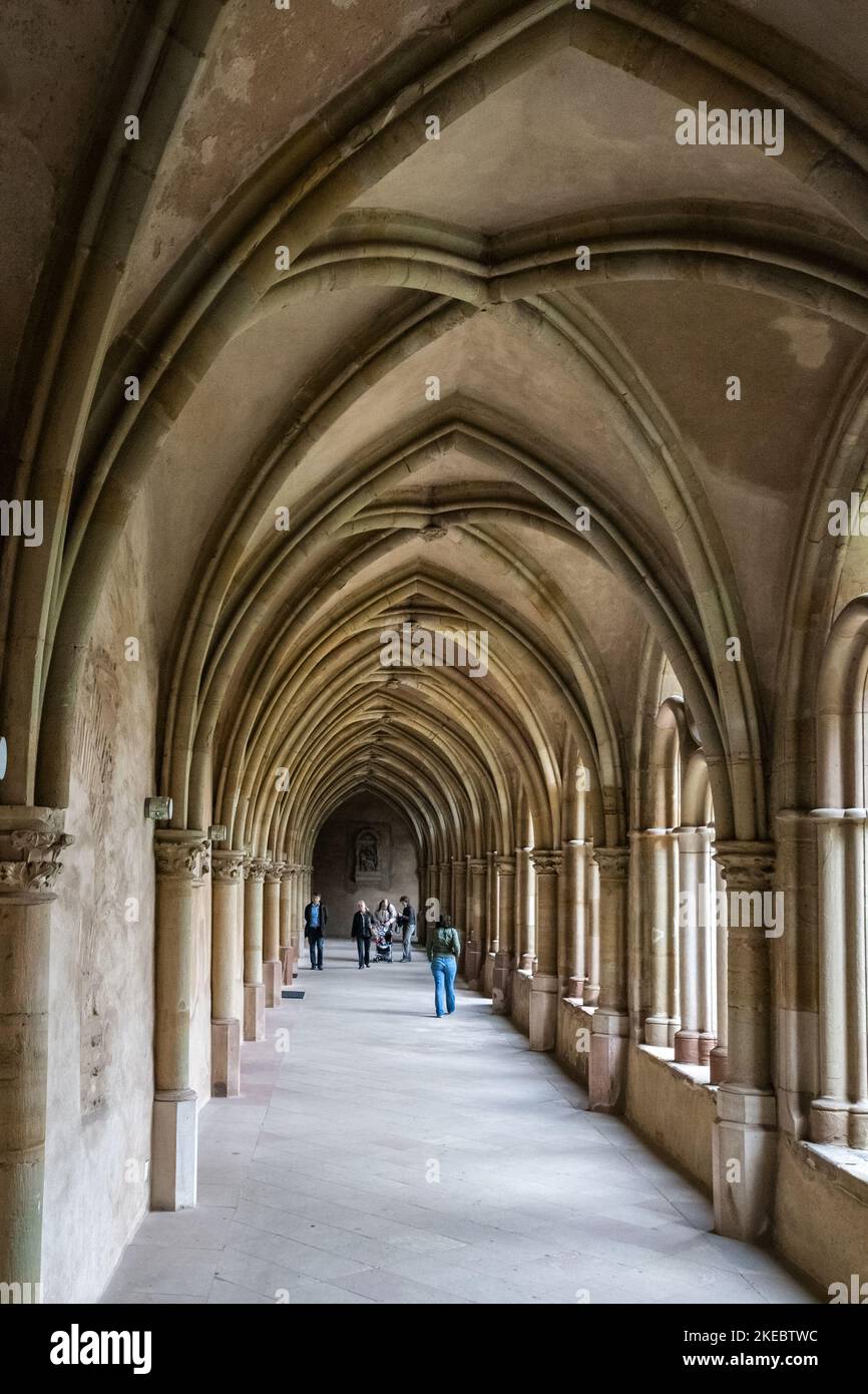 Nice view of the Gothic cloister corridor built between 1245 and 1270, connecting the famous Trier Cathedral to the Liebfrauenkirche (Church of Our... Stock Photo