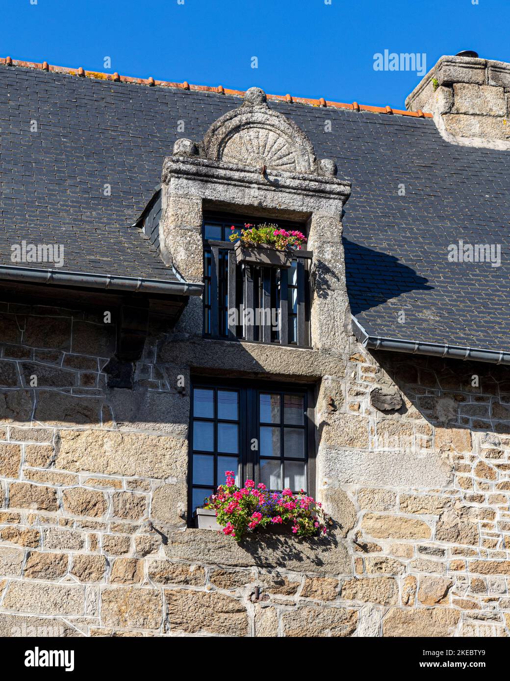 In medieval times, the village of Moncontour became an important defensive position for the powerful north Breton lords of Penthièvre. Stock Photo