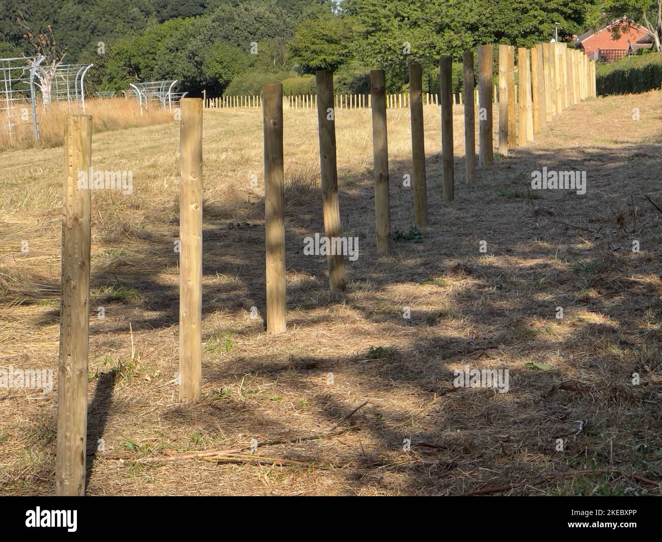 The hay field in the farmland with wooden fence Stock Photo - Alamy