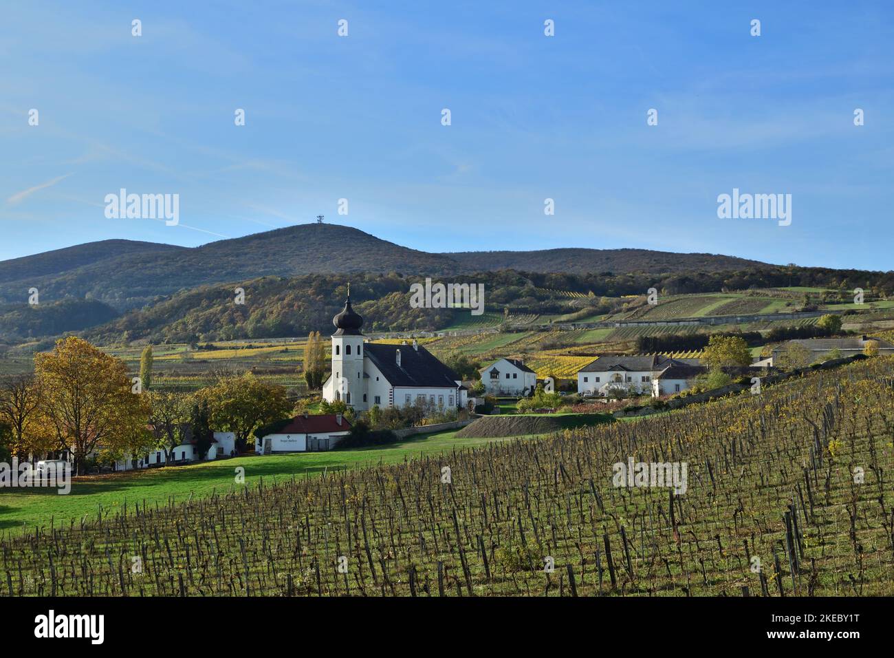Monastery of Thallern with vineyards Stock Photo