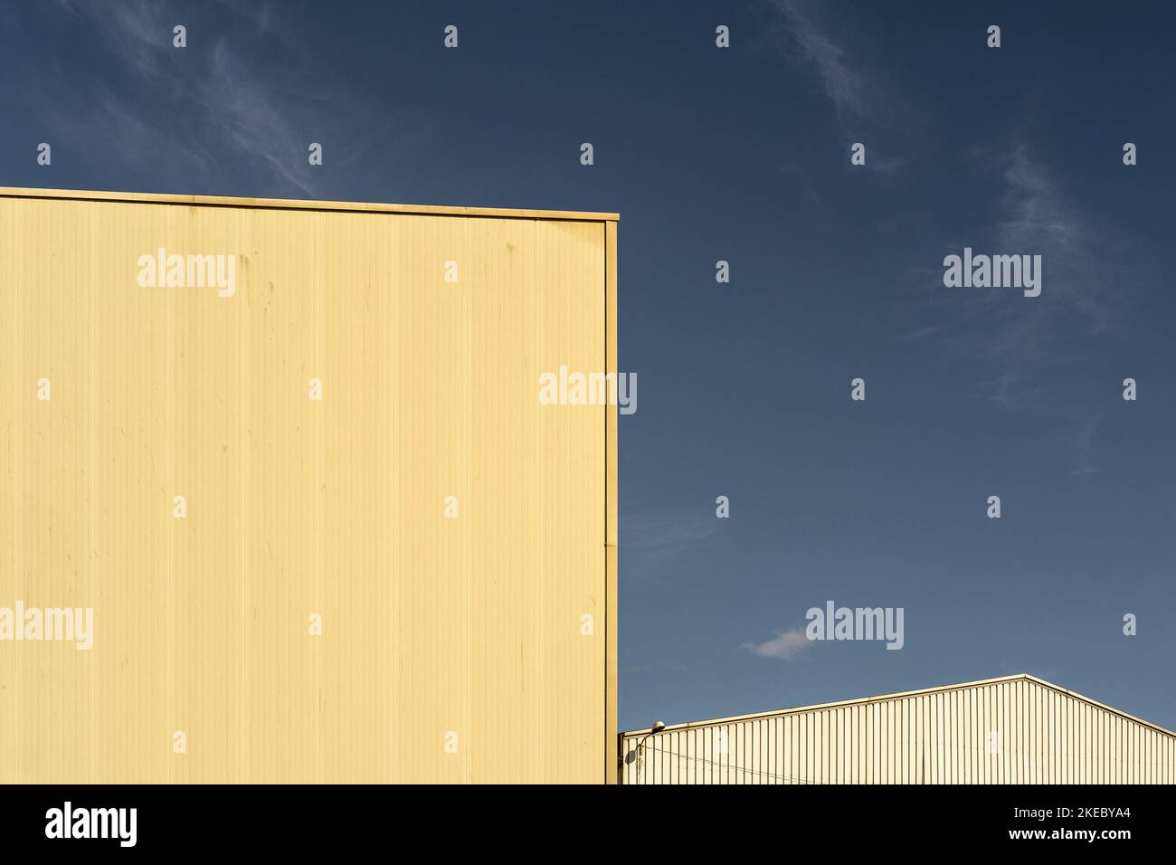 details of a warehouse building in an industrial landscape in a suburb of a European city Stock Photo