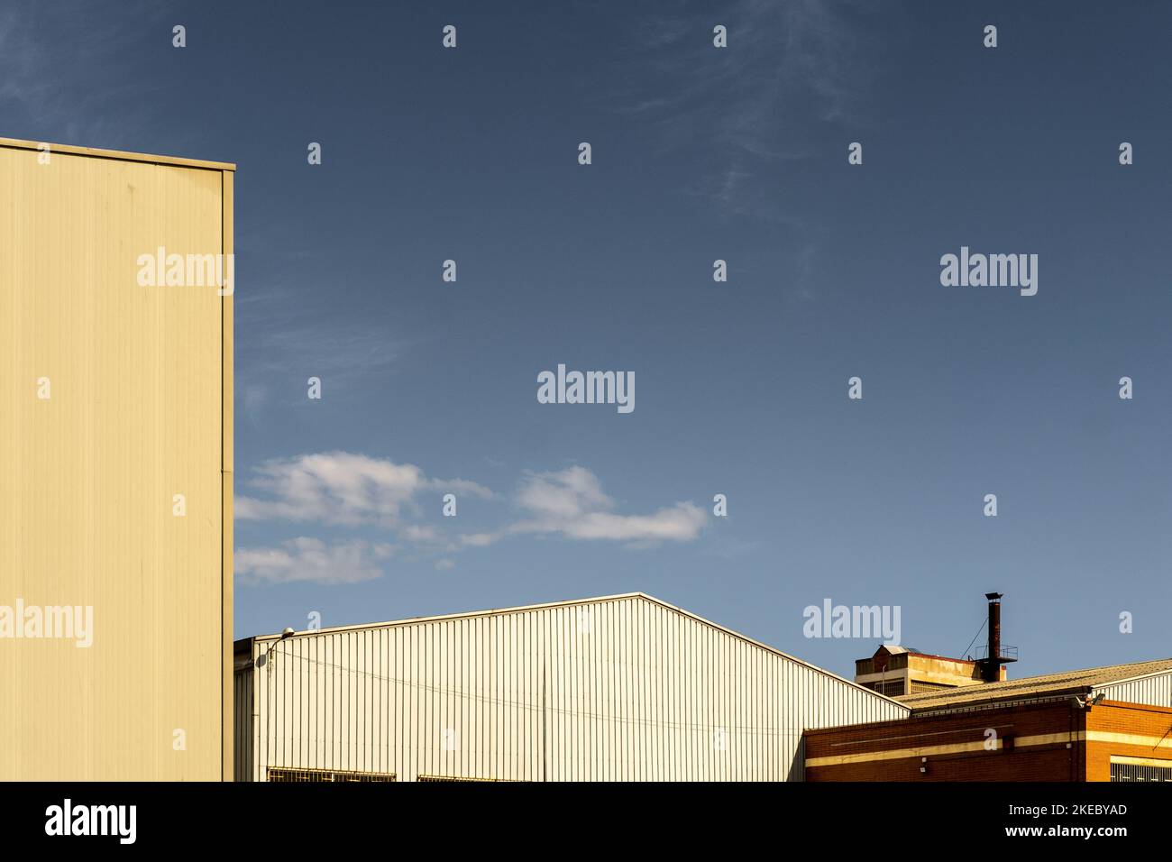 details of a warehouse building in an industrial landscape in a suburb of a European city Stock Photo