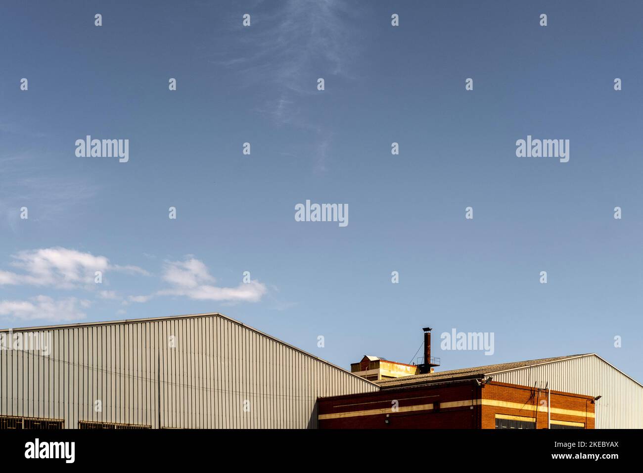 details of a warehouse building in an industrial landscape in a suburb of a European city Stock Photo