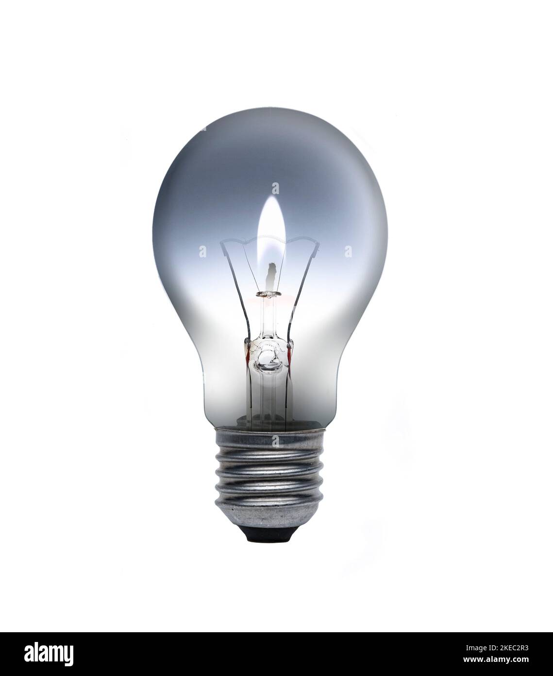 Incandescent lamp with a candle as energy source isolated against white