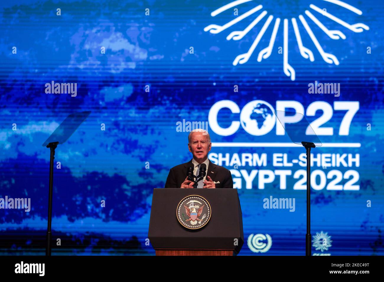 Sharm El Sheikh, Egypt. 11th Nov, 2022. US President Joe Biden delivers