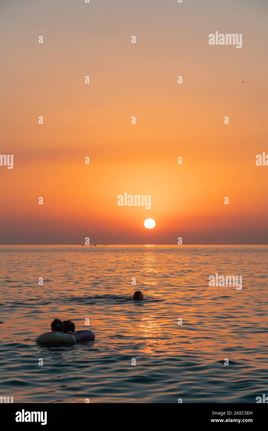 Purple sunset over the Black Sea, Batumi beach. Georgia Stock Photo - Alamy