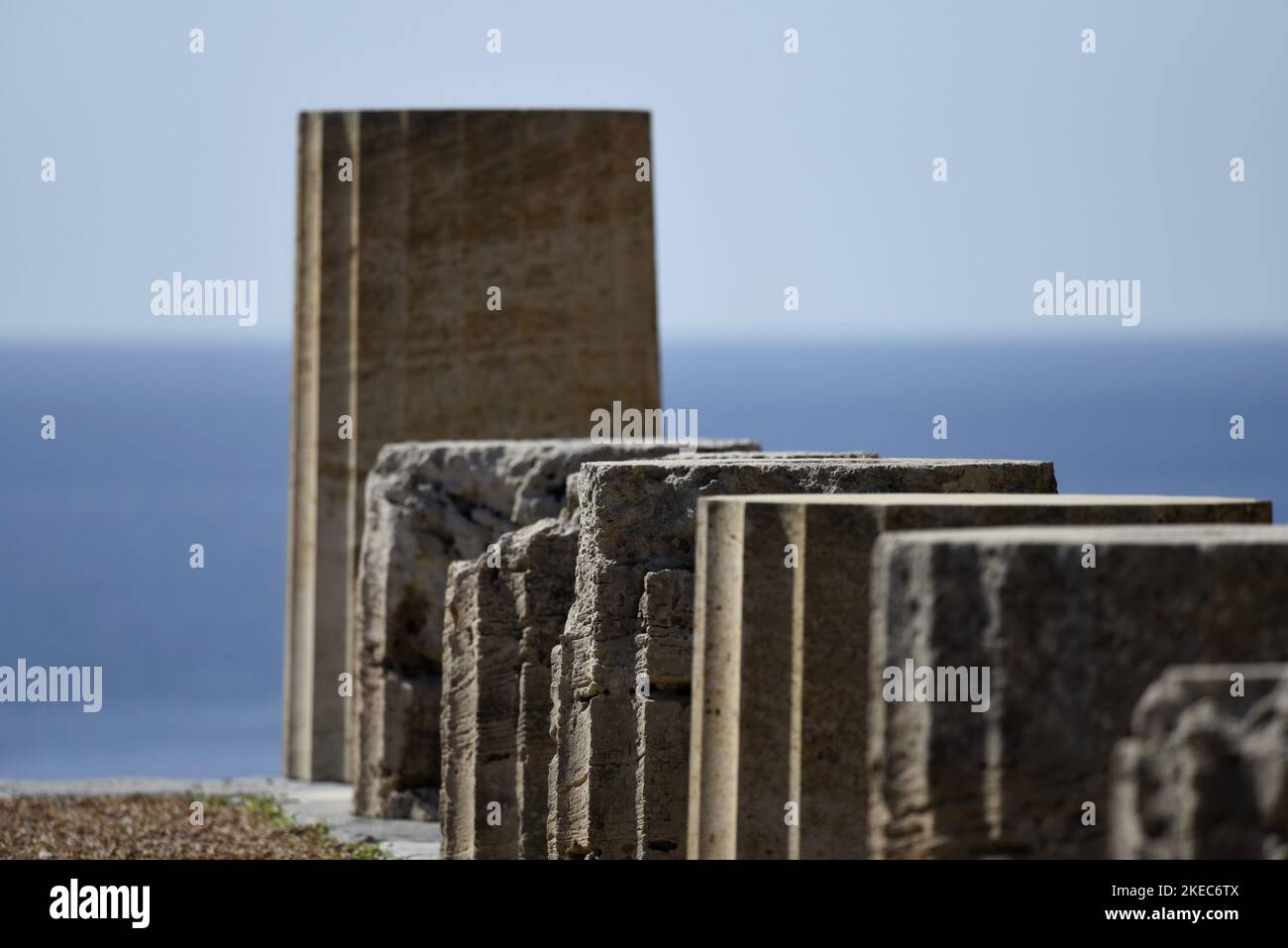 Doric order columns at the archaic Temple of Athena a monument at the ...