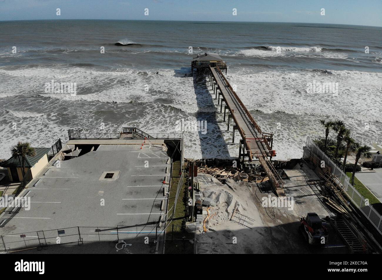 A view shows the damaged Sunglow Fishing Pier, after Hurricane Nicole