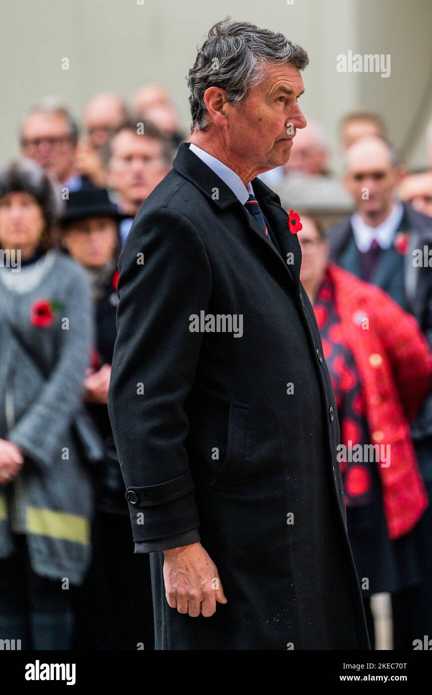 London, UK. 11th Nov, 2022. Vice Admiral Sir Timothy Laurence lays his wreath - Remembrance day service at the Cenotaph organised by the Western Front Association. Credit: Guy Bell/Alamy Live News Stock Photo