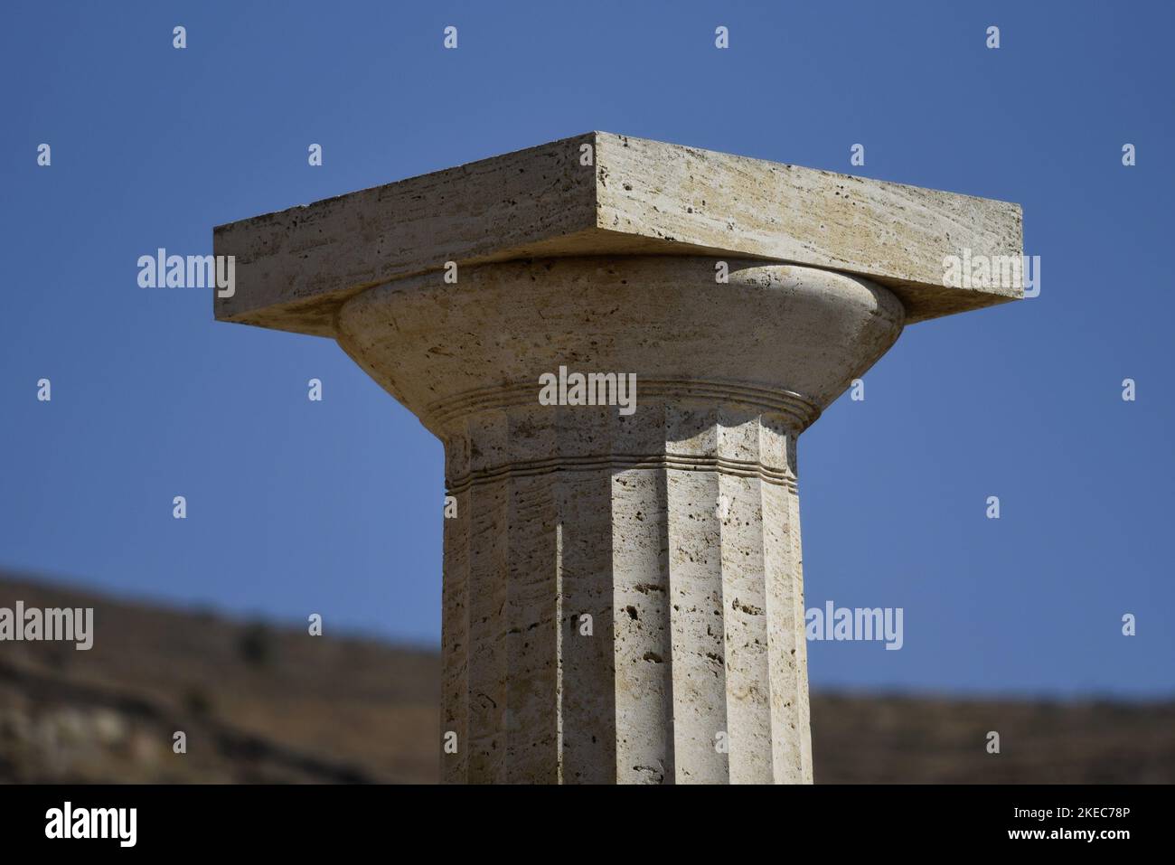 Doric order column at the archaic Temple of Athena a monument at the ...