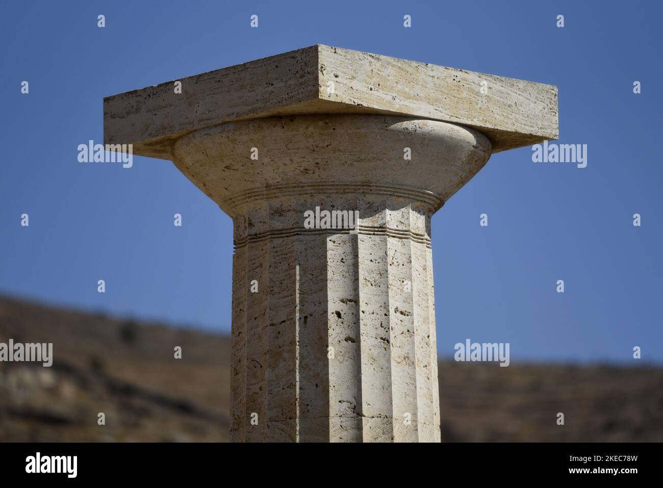 Doric order column at the archaic Temple of Athena a monument at the ...