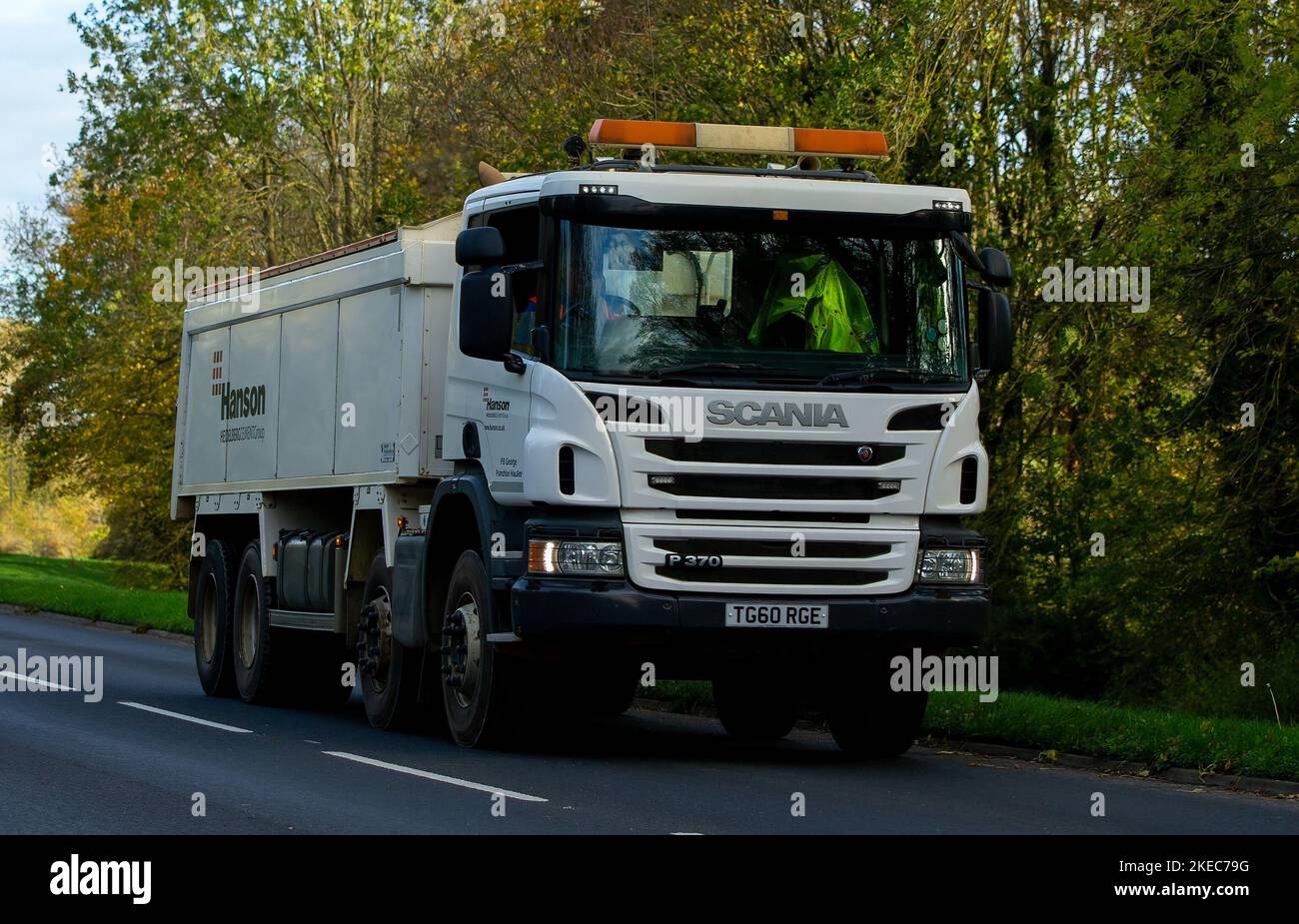 Scania P370 white lorry Stock Photo