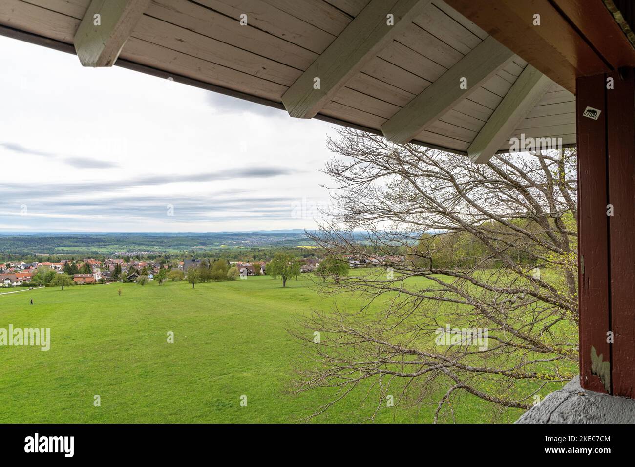 Europe, Germany, Southern Germany, Baden-Wuerttemberg, Black Forest, View from the lookout tower on the Schwanner Warte near Straubenhardt Stock Photo
