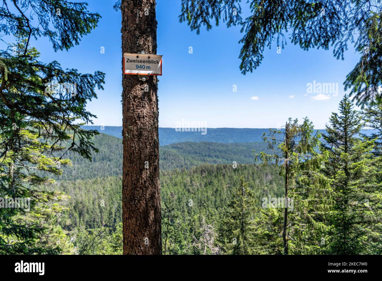 Europe, Germany, Southern Germany, Baden-Wuerttemberg, Black Forest, View from the viewpoint Zweiseenblick over the northern Black Forest Stock Photo