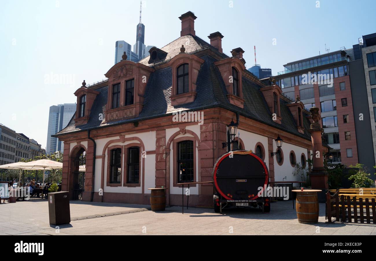 Baroque building of Hauptwache, built in 1730, former guard-house with a cafe, side view, Frankfurt, Germany Stock Photo