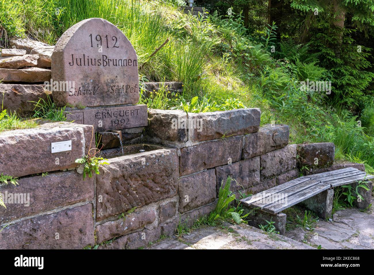 Europe, Germany, Southern Germany, Baden-Württemberg, Black Forest, Juliusbrunnen on the 5th stage of the Westweg trail Stock Photo