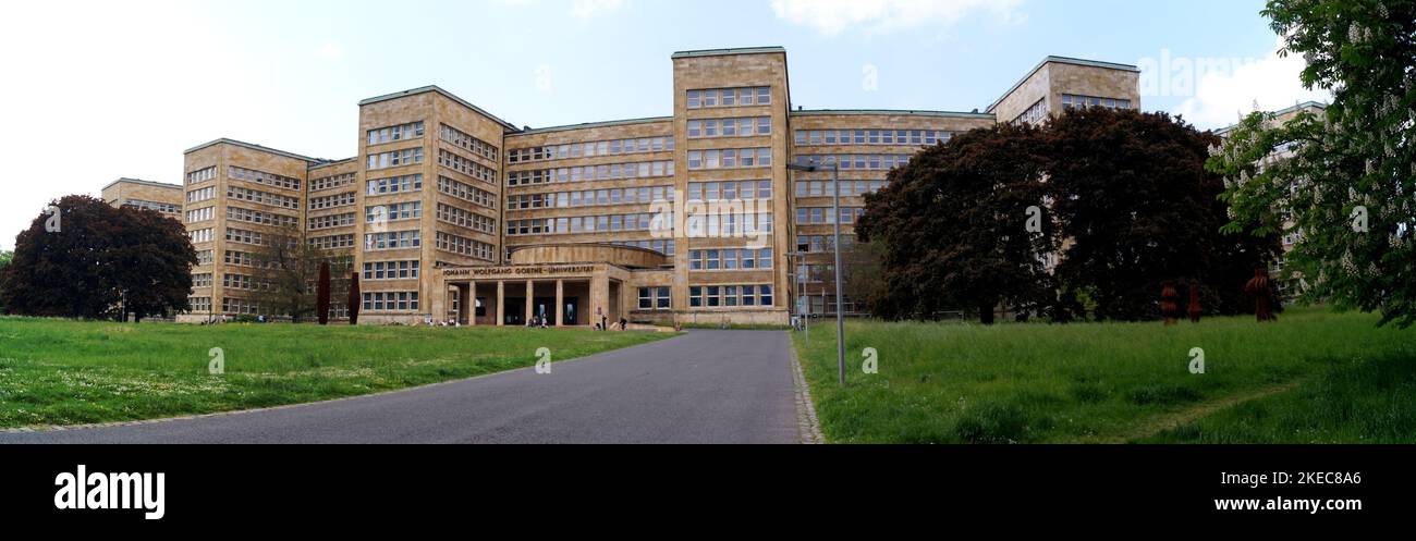 IG Farben Building, constructed in New Objectivity style in 1928-1930, currently houses West End Campus of the University of Frankfurt, Germany Stock Photo