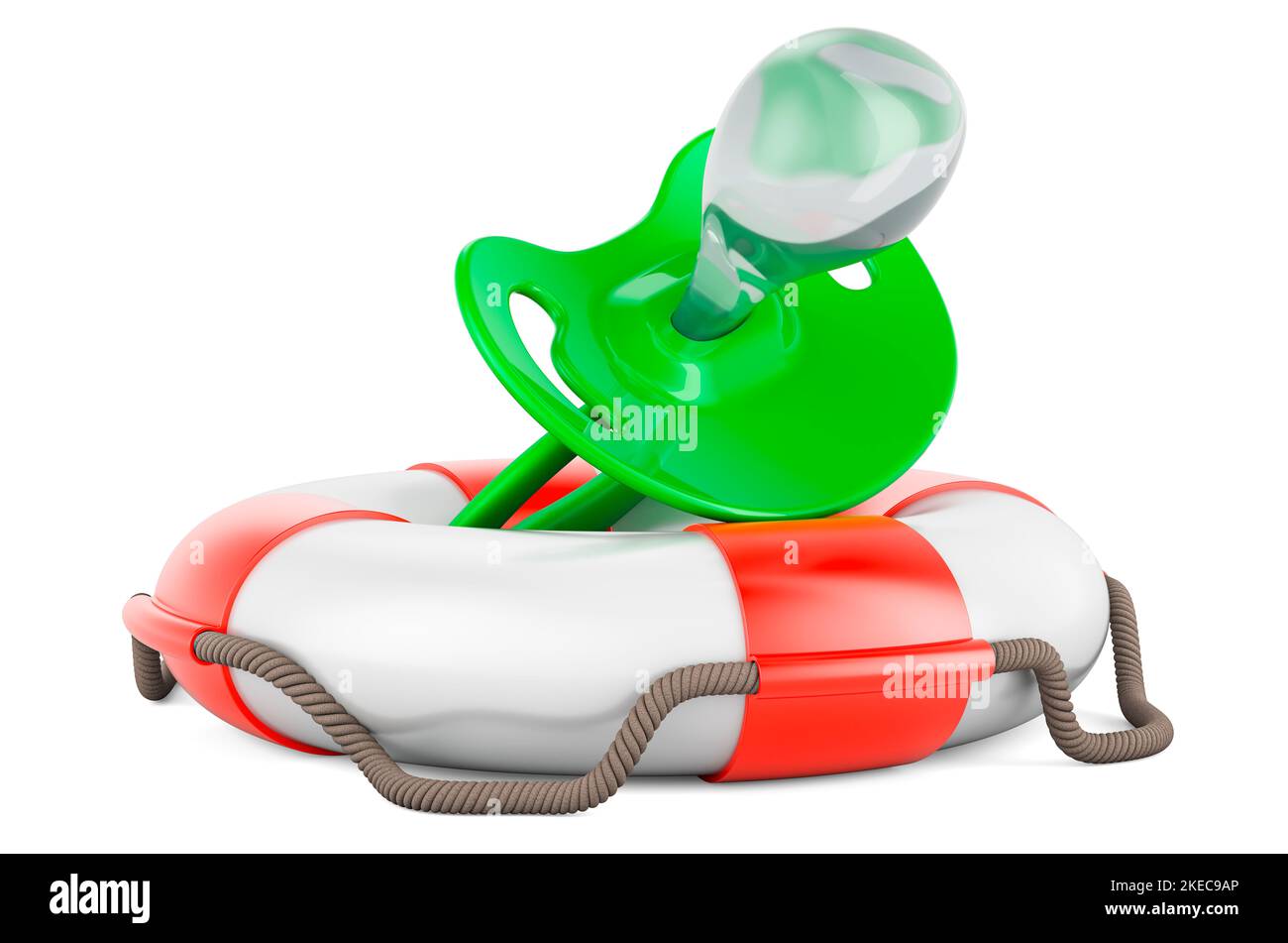 Pacifier with lifebelt, 3D rendering isolated on white background Stock ...
