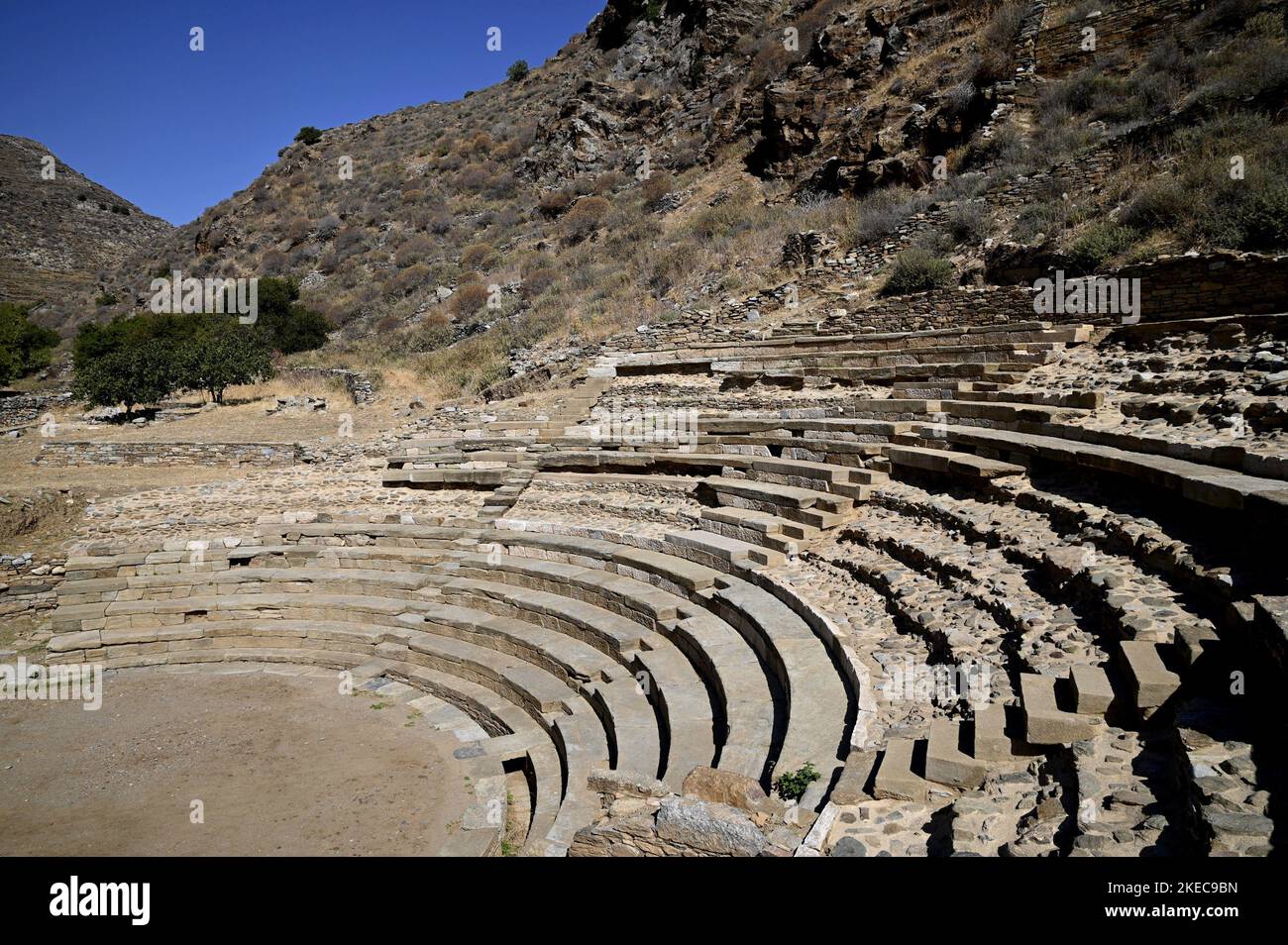 Landscape with scenic view of the 4th century BC ancient theater of