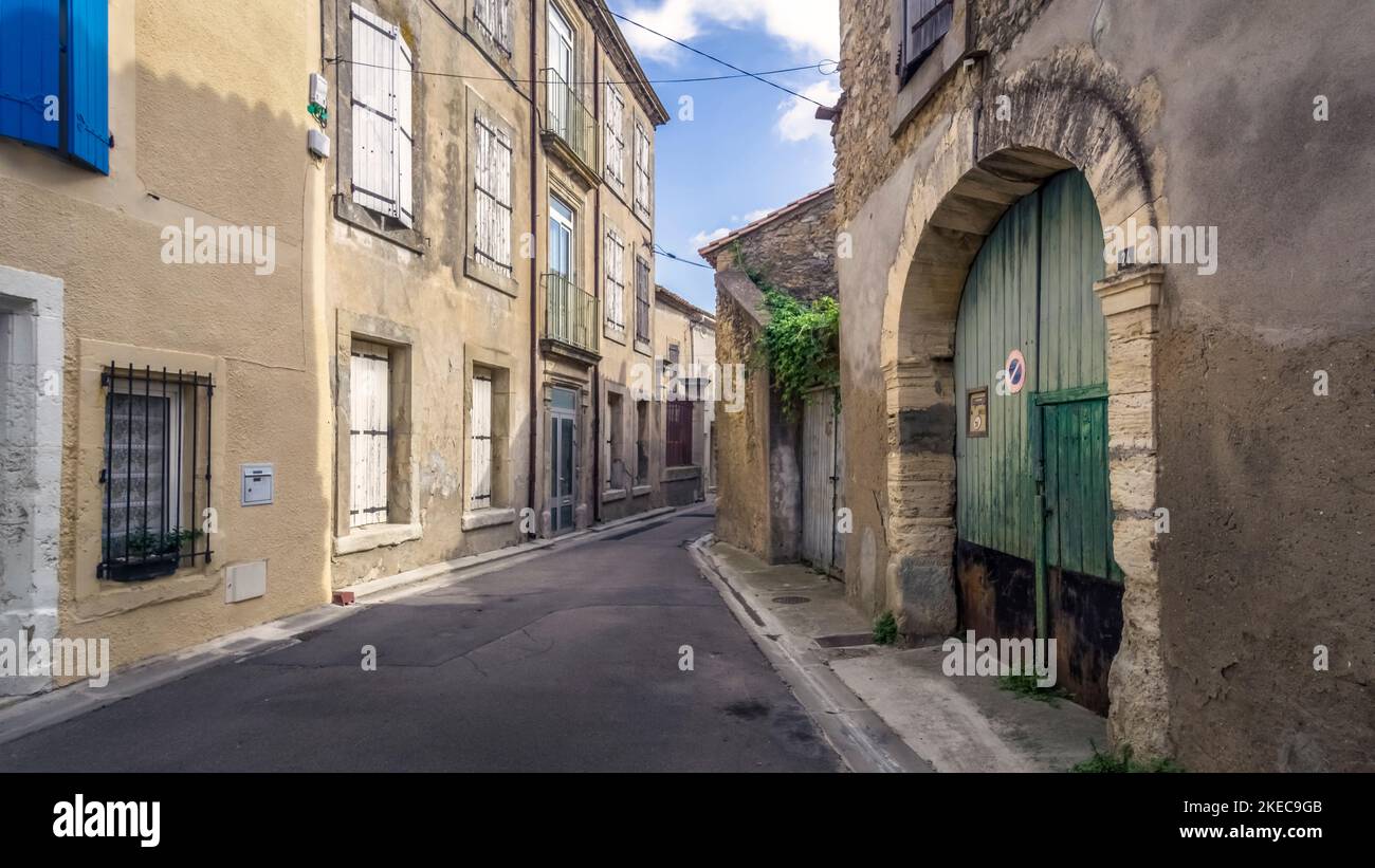 Village street in Moussan. Stock Photo