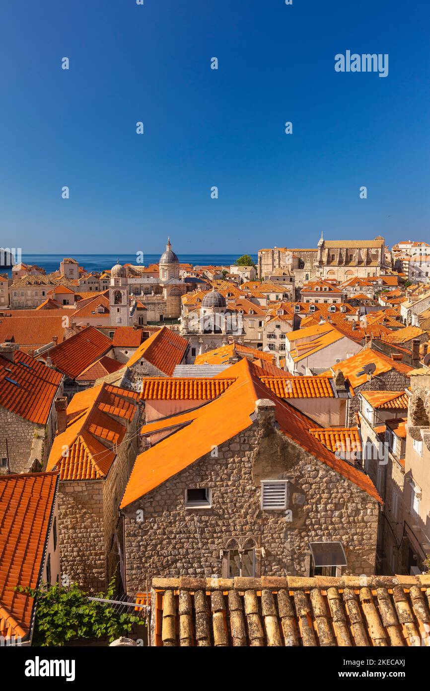 DUBROVNIK, CROATIA, EUROPE - The walled fortress city of Dubrovnik on the Dalmation coast. Stock Photo